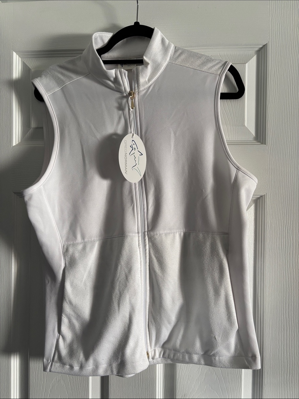 Greg Norman Collection White Sleeveless Zip Mock Neck Vest